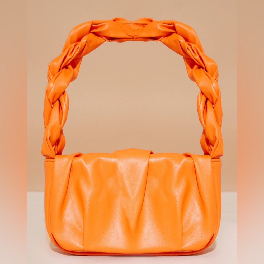 Orange Twist Strap Shoulder Bag